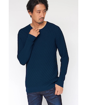 HIGH STREET∴へリンボンコンビクルーネックニット