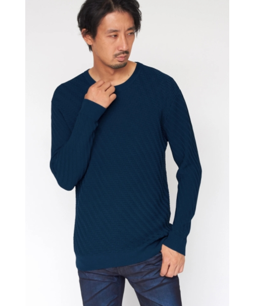 HIGH STREET∴へリンボンコンビクルーネックニット