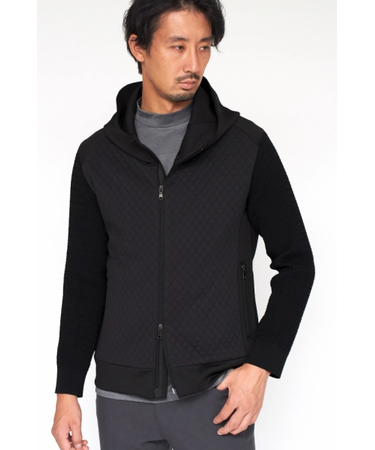 HIGH STREET∴キルトブリスターニットコンビフーディーブルゾン