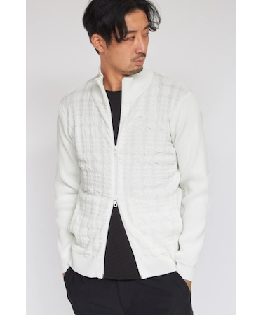 HIGH STREET∴フクレチェックスタンドZIPニット