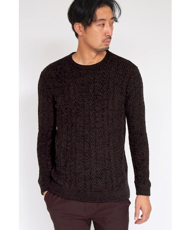 HIGH STREET∴ランダムへリンボンモールクルーネックニット
