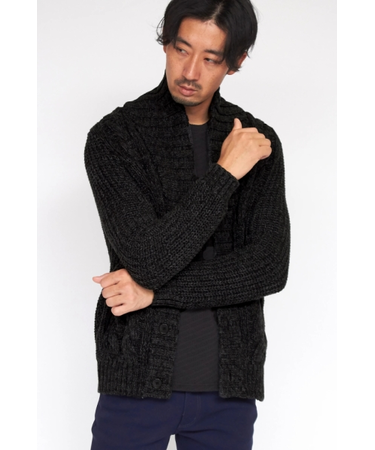 HIGH STREET∴ケーブルショールニットカーディガン