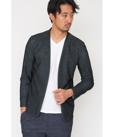 HIGH STREET∴トリコットメッシュメランジノーカラージャケット