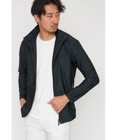 HIGH STREET∴ハイテンションレザー調プリントスタンドブルゾン