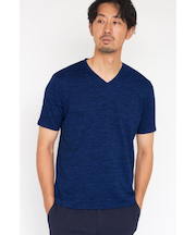 HIGH STREET∴ABSかすれ千鳥JQ半袖Vネックカットソー