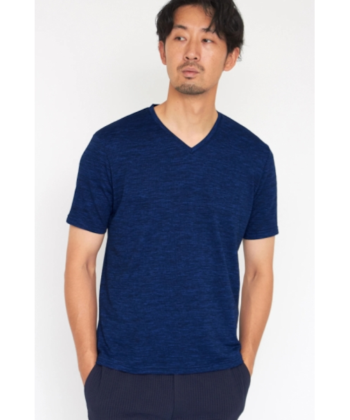 HIGH STREET∴ABSかすれ千鳥JQ半袖Vネックカットソー