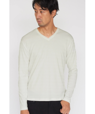 HIGH STREET∴ストライプウェーブ長袖Vネックカットソー