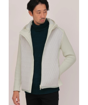 HIGH STREET∴キルトコンビ袖ニットブルゾン