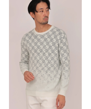 HIGH STREET∴グラデーションキカ柄モールクルーネックニット