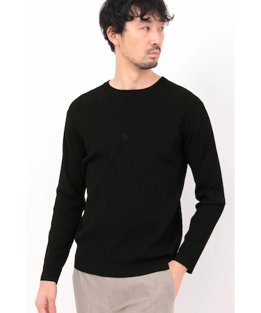 HIGH STREET∴ブライトランダム針抜き長袖クルーネックニット