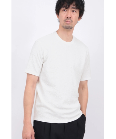 HIGH STREET∴ウォールふくれジャカード半袖クルーネックカットソー