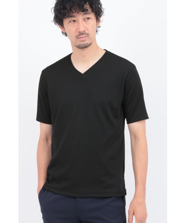 HIGH STREET∴シルキーリブVネック半袖カットソー