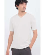 HIGH STREET∴シルキーリブVネック半袖カットソー