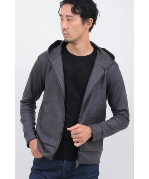 フェイクスエードプリントパーカー