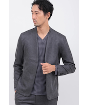 フェイクスエードプリントノーカラーJK