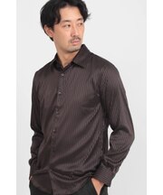 HIGH STREET∴ストレッチサテンストライプレギュラーカラーシャツ