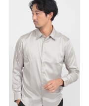 HIGH STREET∴ストレッチサテンストライプレギュラーカラーシャツ