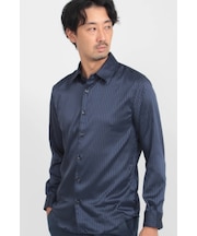 HIGH STREET∴ストレッチサテンストライプレギュラーカラーシャツ