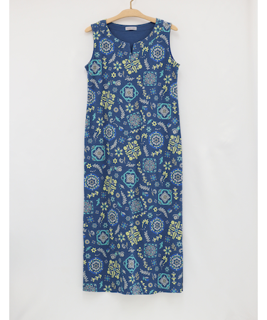 スリット入ノースリーブロングワンピース