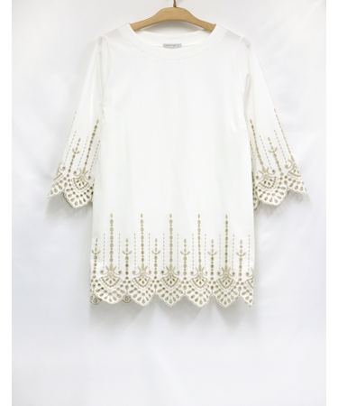 刺しゅう7分袖チュニック