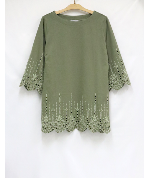 刺しゅう7分袖チュニック