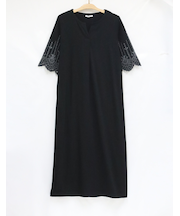 刺しゅう6分袖ワンピース