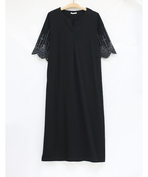 刺しゅう6分袖ワンピース