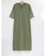 刺しゅう6分袖ワンピース