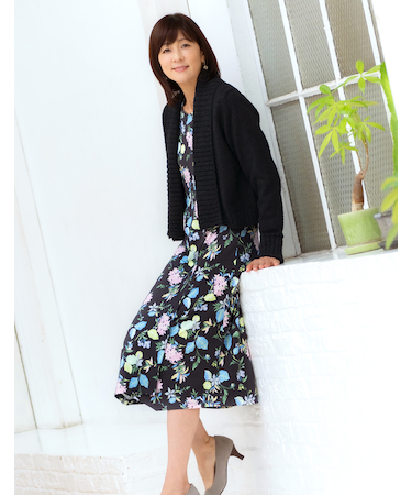 長袖ショートニットカーディガン