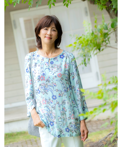 8分袖チュニックブラウス