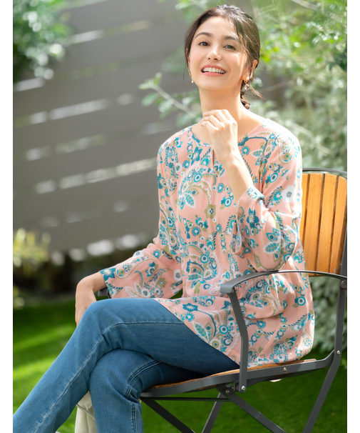 8分袖チュニックブラウス