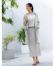 長袖フード付ロングカーディガン