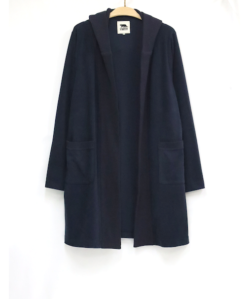 長袖フード付ロングカーディガン