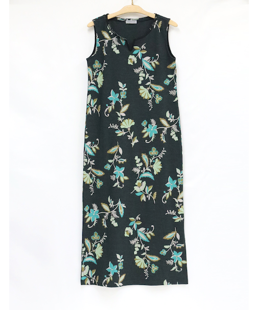 スリット入ノースリーブロングワンピース