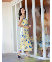 スリット入ノースリーブロングワンピース