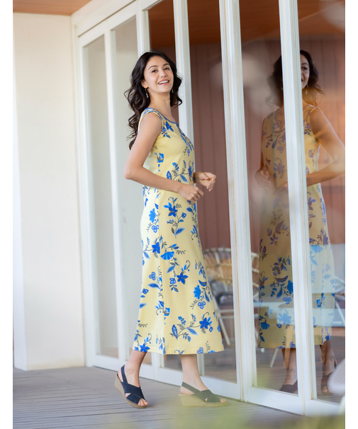 スリット入ノースリーブロングワンピース