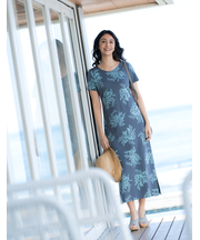 スリット入半袖ロングワンピース