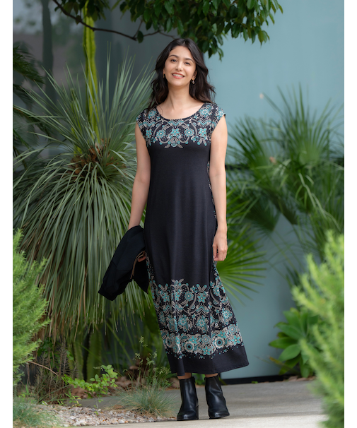 フレンチスリーブロングワンピース