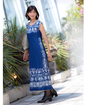 フレンチスリーブロングワンピース