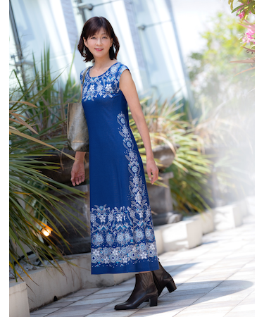 フレンチスリーブロングワンピース