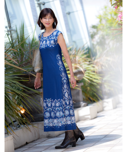 フレンチスリーブロングワンピース