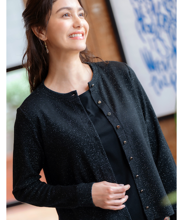 ラメ混長袖カーディガン