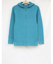 ジップアップ長袖ニットパーカー