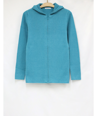 ジップアップ長袖ニットパーカー