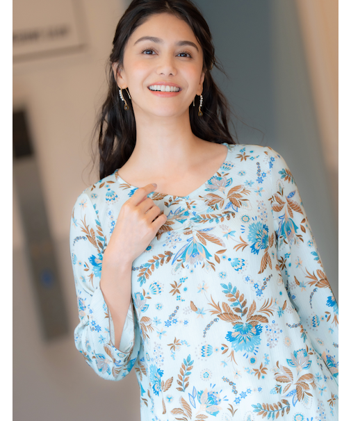 8分袖チュニックブラウス