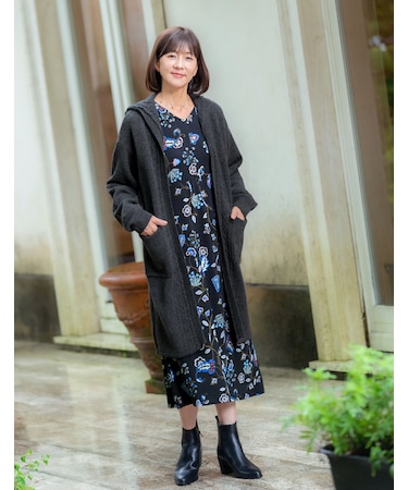 長袖ロングニットカーディガン