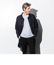 1PIU1UGUALE3 RELAX(ウノピゥウノウグァーレトレ) ロングデニムジャケット(ホワイト/インディゴ)