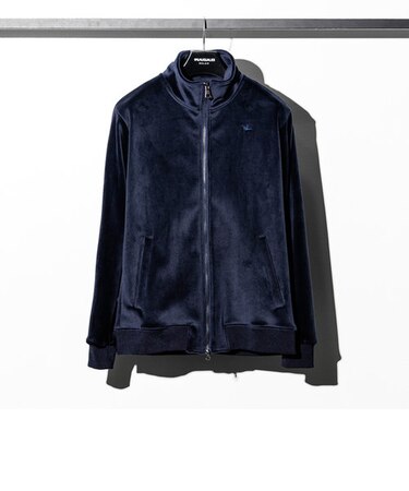 1PIU1UGUALE3 RELAX(ウノピゥウノウグァーレトレ)ヘビーベロアトラックジャケット(ネイビー/ブラック)