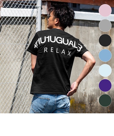 1PIU1UGUALE3 RELAX(ウノピゥウノウグァーレトレ) バックロゴプリントTシャツ