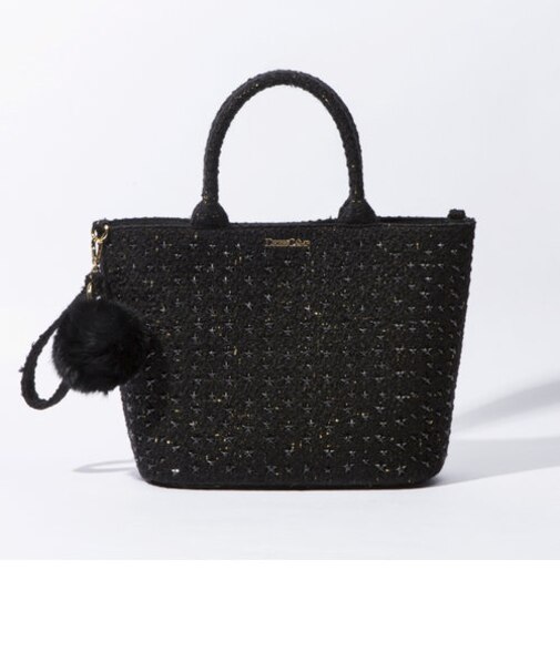 DRESSCAMP (ドレスキャンプ) METEOR スタースタッズツイード2WAYトートバッグ(ブラック)